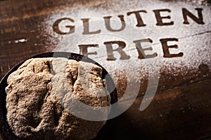 Text gluten free written with a gluten free flour