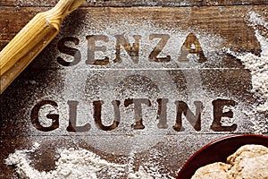 Text gluten free written in italian photo
