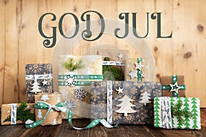 Text God Jul, Means Merry Christmas, Rustic, Eco Christmas Background