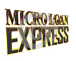 Text with golden letters express microloan on a white background