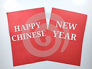 Text Happy chinese new year on a white background.