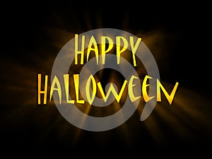 Text Happy Halloween with glowing rays of light