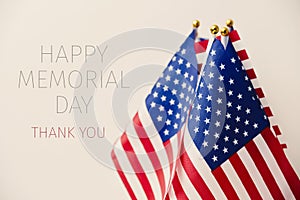 Text happy memorial day and american flags