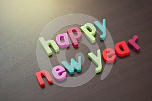 Text of happy new year. New year`s eve celebration.
