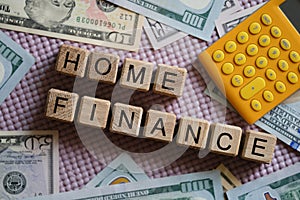 Text home finance calculator and cash closeup