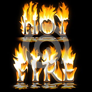 Text Hot & Fire blazing