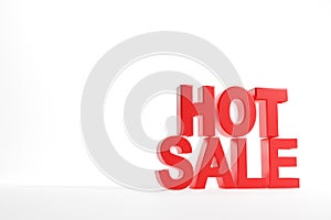 Text `hot sale` in 3 dimensions on a white background.