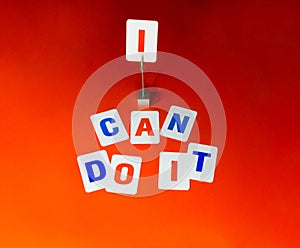 Text I can do it from cards on red background