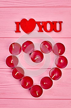 Text I love you and candles.