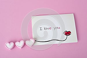 Text I love you in a postcard