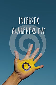 Text intersex awareness day and intersex flag