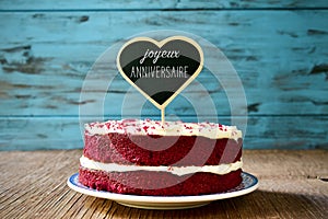 Text joyeux anniversaire, happy birthday in french