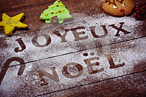 Text joyeux noel, merry christmas in french