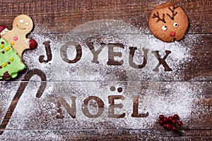 Text joyeux noel, merry christmas in french