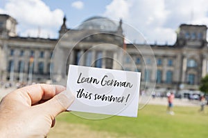 Text learn german this summer, in berlin, germany