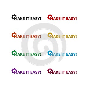 Text Make It Easy color icon set isolated on white background