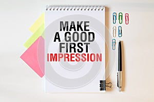 Text Make a good first impression on notebook page