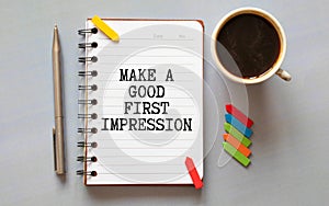 Text Make a good first impression on notebook page