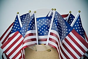 Text memorial day sale and american flags