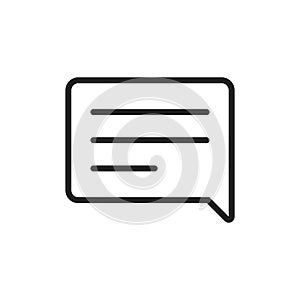 Text message black line icon. Sms, speech bubble symbol. Vector