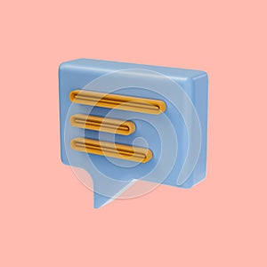 Text message icon 3d render concept for chatting on application communication