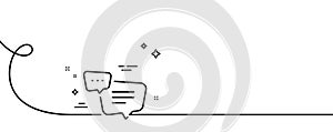 Text message line icon. Chat comment sign. Speech bubble. Continuous line with curl. Vector
