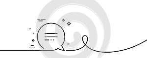Text message line icon. Chat comment sign. Speech bubble. Continuous line with curl. Vector
