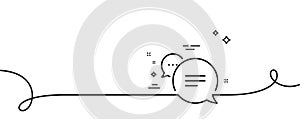 Text message line icon. Chat comment sign. Speech bubble. Continuous line with curl. Vector