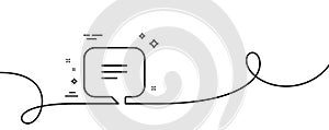 Text message line icon. Chat comment sign. Speech bubble. Continuous line with curl. Vector