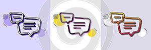 Text message line icon. Chat comment sign. Speech bubble. Halftone dotted pattern. Vector