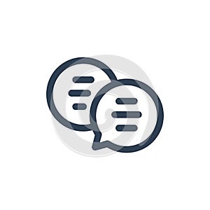 Text message vector icon, speech bubble symbol. line art