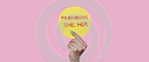 text my pronouns are she, her, banner format