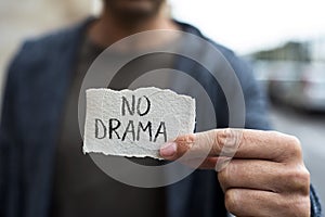 Text no drama in a piece of paper photo