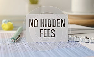 text No Hidden Fees on the table on the chart