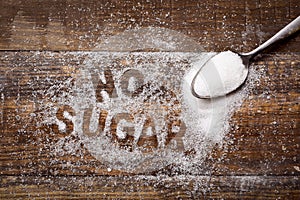 Text no sugar written with sugar