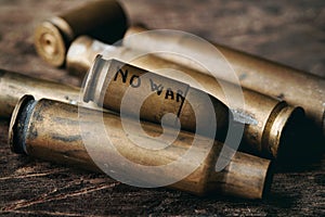 Text no war in a bullet