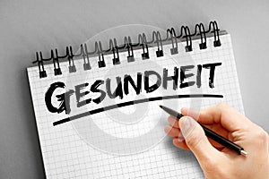 Text note - Gesundheit Health in German, health concept photo
