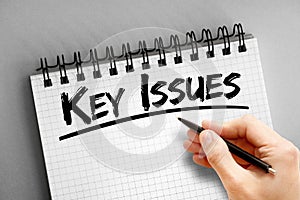 Text note - Key Issues, business concept photo