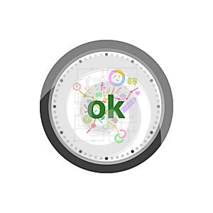 Text Ok. Social concept . Set of modern flat design concept icons for internet marketing. Watch clock isolated on white background