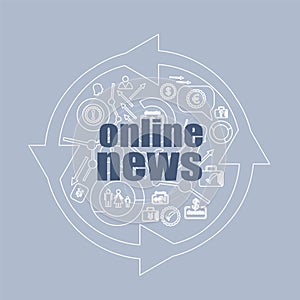 Text Online News. Press concept . Icon and button set