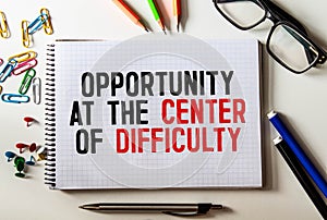 Text opportunity at the center of difficulty concept
