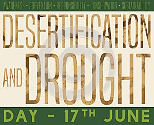 Text over Arid Ground and Precepts for Desertification and Drought Day, Vector Illustration