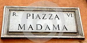 text of Piazza Madama that means Madama Square where there is th photo
