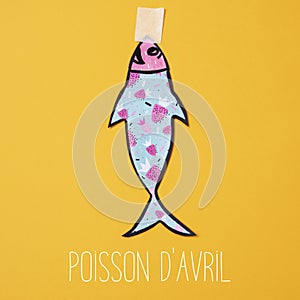 Text poisson d avril, april fools day in french photo