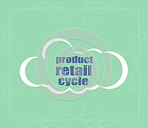 Text Product retail cycle. Business concept . Abstract cloud containing words related to leadership