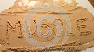 Text on protein powder - muscle