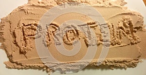 Text on protein powder - protein photo