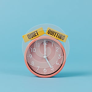 text quiet quitting and clock striking five