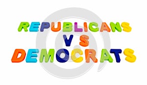 Text REPUBLICANS VS DEMOCRATS on a white background