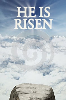 Text he is risen on the sky